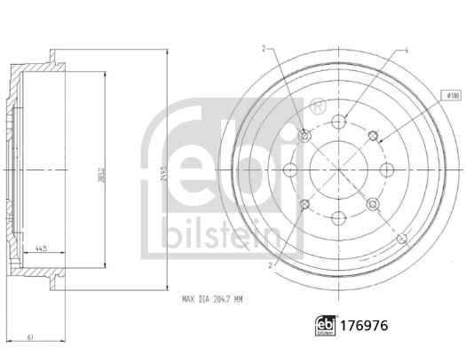 Tambour de frein FEBI BILSTEIN 176976