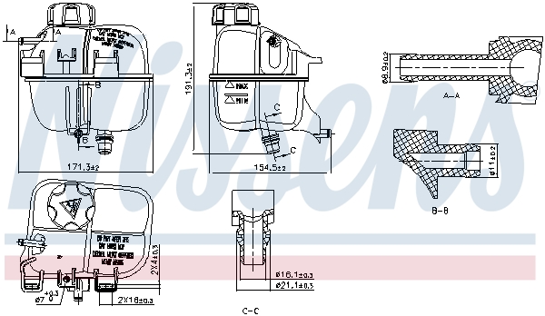 Vase d'expansion de liquide de refroidissement NISSENS 996266