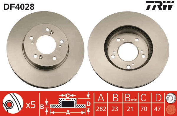 Jeu de 2 disques de frein TRW DF4028