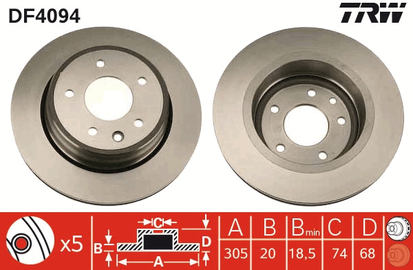 Jeu de 2 disques de frein TRW DF4094