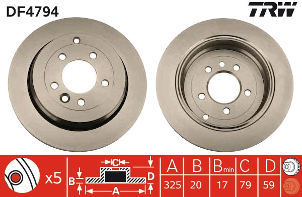 Jeu de 2 disques de frein TRW DF4794