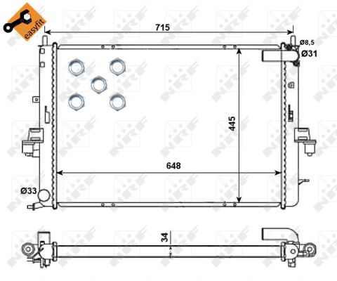 Radiateur refroidissement moteur NRF 55319