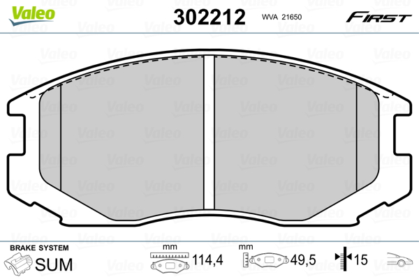 Jeu de 4 plaquettes de frein VALEO 302212