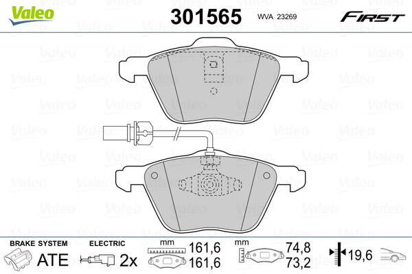 Jeu de 4 plaquettes de frein VALEO 301565