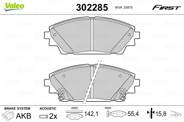 Jeu de 4 plaquettes de frein VALEO 302285