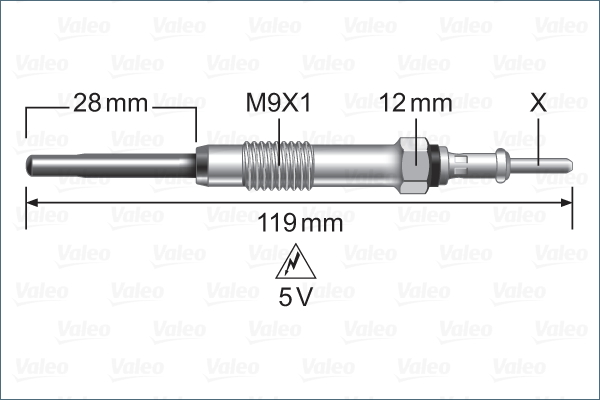 Bougie de préchauffage VALEO 345248 (Vendu à l'unité)