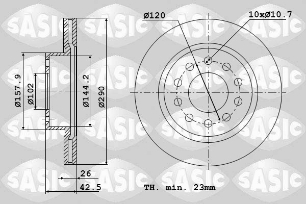 Jeu de 2 disques de frein SASIC 6104021