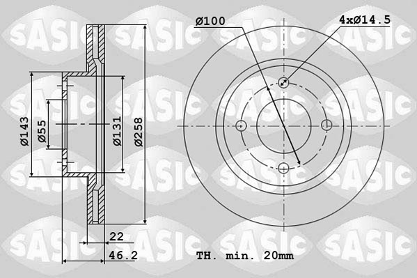 Jeu de 2 disques de frein SASIC 6106129