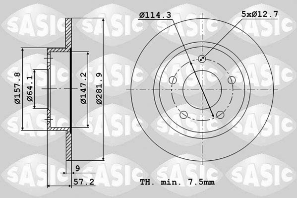 Jeu de 2 disques de frein SASIC 6106211