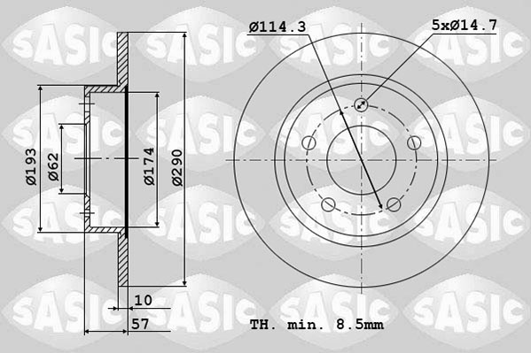 Jeu de 2 disques de frein SASIC 6106320