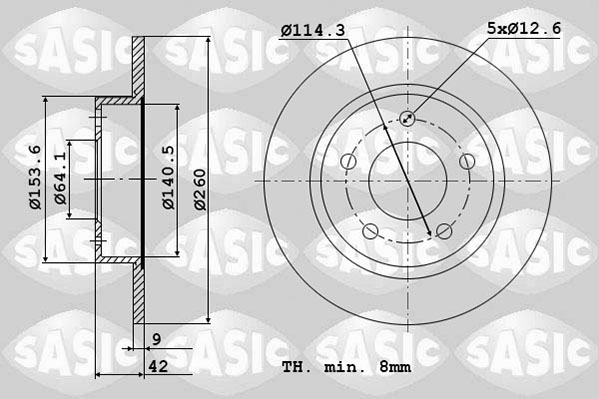 Jeu de 2 disques de frein SASIC 6106321