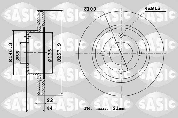 Jeu de 2 disques de frein SASIC 6106351