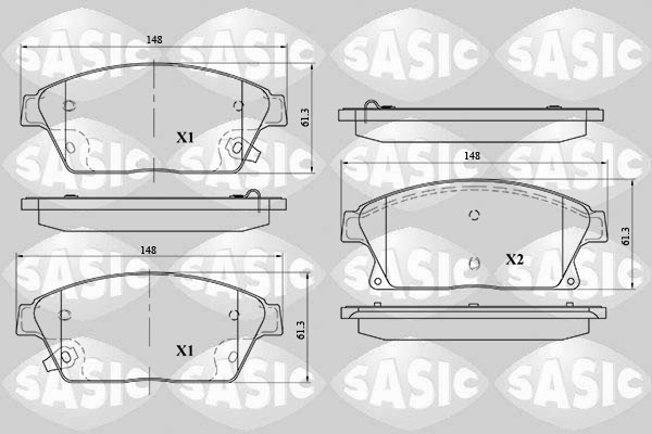 Jeu de 4 plaquettes de frein SASIC 6216098