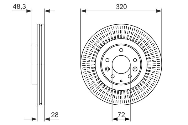 Disque de frein BOSCH 0 986 479 795 (Vendu à l'unité)