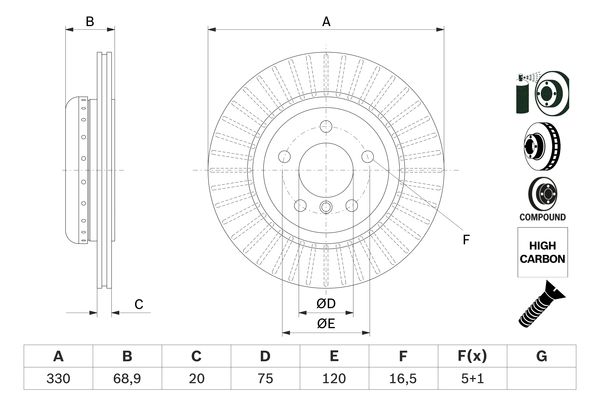 Disque de frein BOSCH 0 986 479 E04 (Vendu à l'unité)