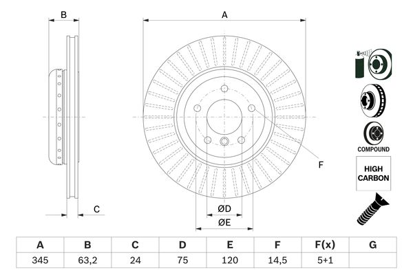 Disque de frein BOSCH 0 986 479 E13 (Vendu à l'unité)