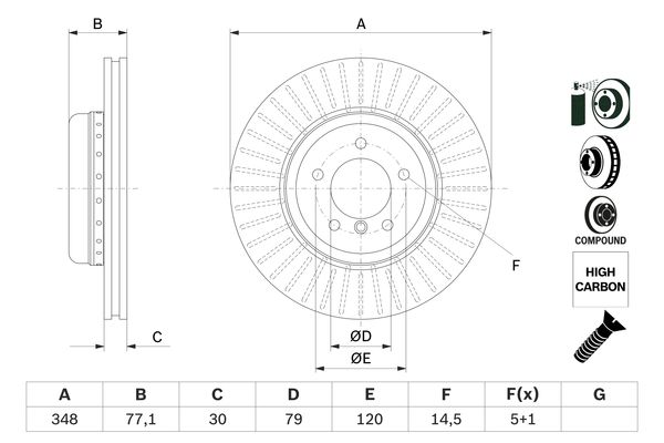 Disque de frein BOSCH 0 986 479 E14 (Vendu à l'unité)