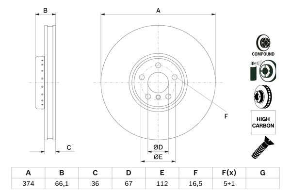 Disque de frein BOSCH 0 986 479 F54 (Vendu à l'unité)