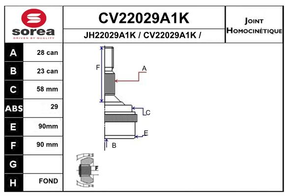 Tête de cardan SEEAC CV22029A1K