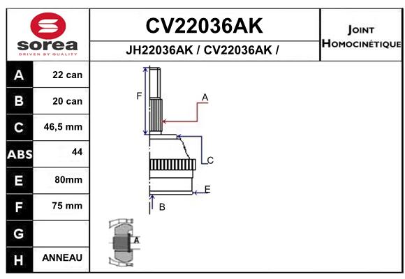 Tête de cardan SEEAC CV22036AK