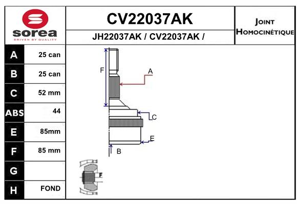 Tête de cardan SEEAC CV22037AK