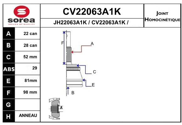 Tête de cardan SEEAC CV22063A1K