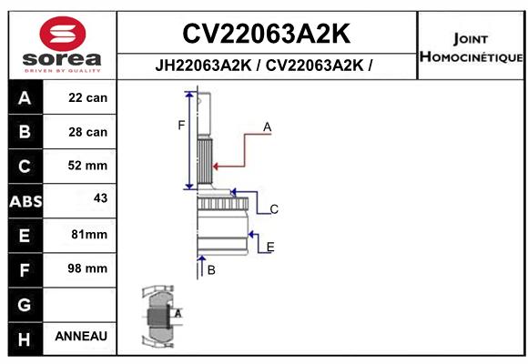 Tête de cardan SEEAC CV22063A2K