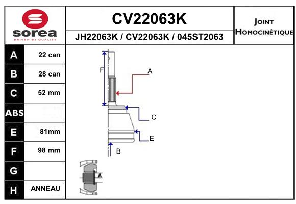 Tête de cardan SEEAC CV22063K