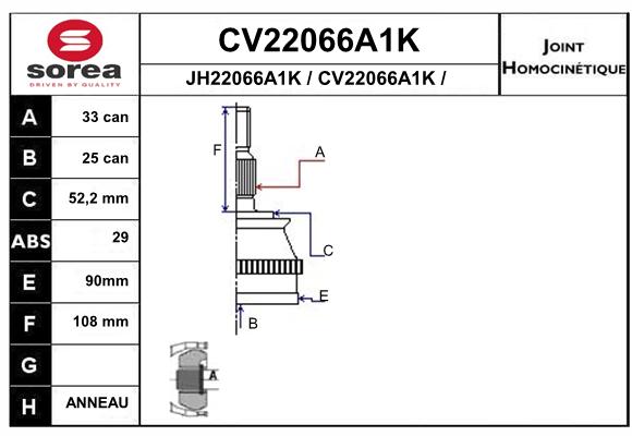 Tête de cardan SEEAC CV22066A1K