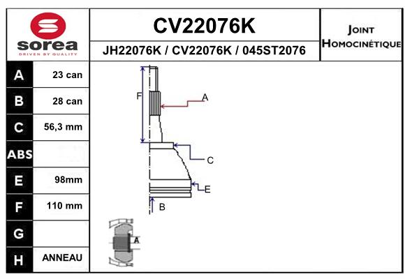 Tête de cardan SEEAC CV22076K