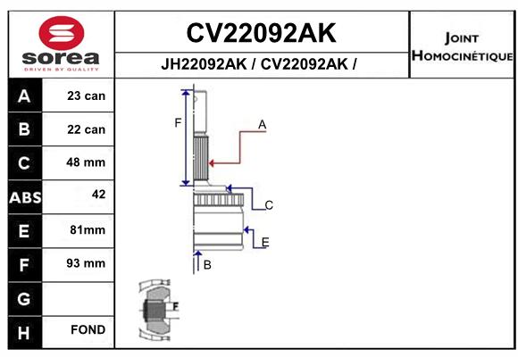 Tête de cardan SEEAC CV22092AK