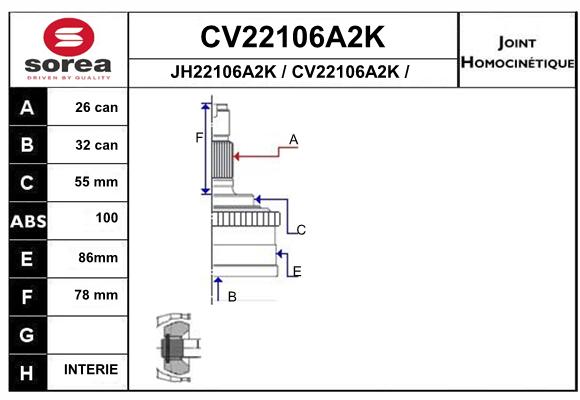 Tête de cardan SEEAC CV22106A2K