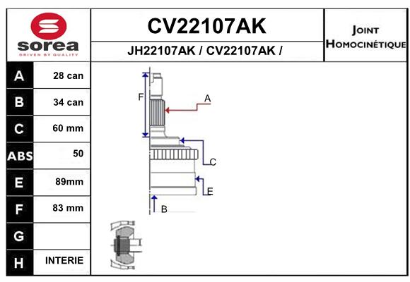 Tête de cardan SEEAC CV22107AK