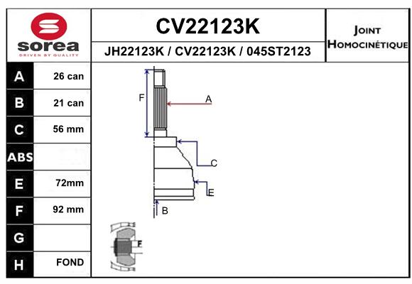 Tête de cardan SEEAC CV22123K