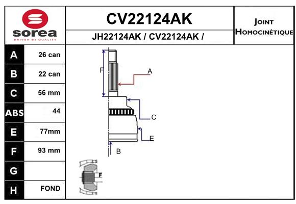 Tête de cardan SEEAC CV22124AK