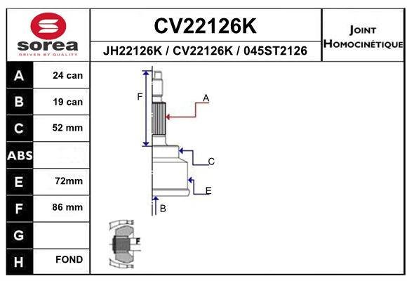 Tête de cardan SEEAC CV22126K