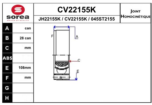 Tête de cardan SEEAC CV22155K