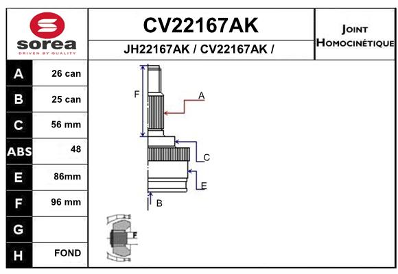 Tête de cardan SEEAC CV22167AK