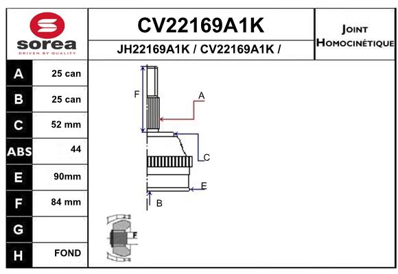 Tête de cardan SEEAC CV22169A1K