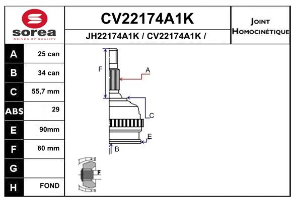 Tête de cardan SEEAC CV22174A1K