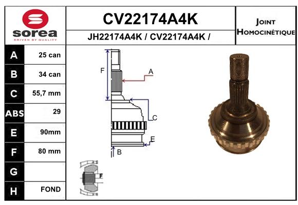 Tête de cardan SEEAC CV22174A4K