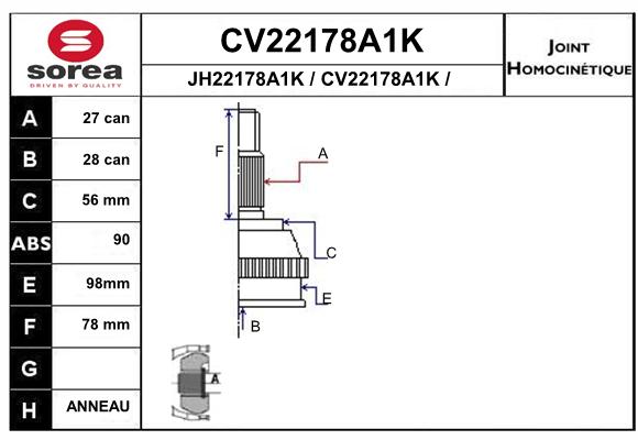 Tête de cardan SEEAC CV22178A1K