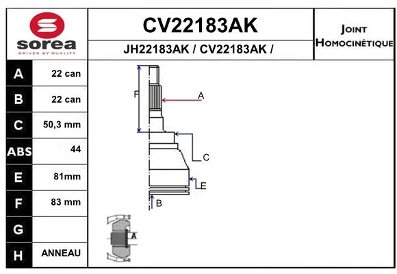 Tête de cardan SEEAC CV22183AK