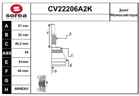 Tête de cardan SEEAC CV22206A2K