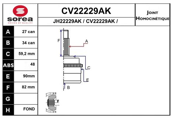 Tête de cardan SEEAC CV22229AK