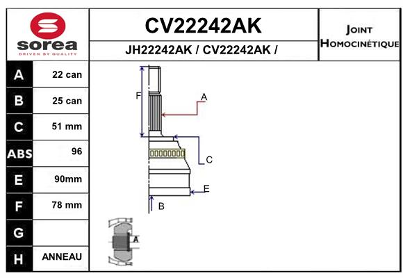 Tête de cardan SEEAC CV22242AK