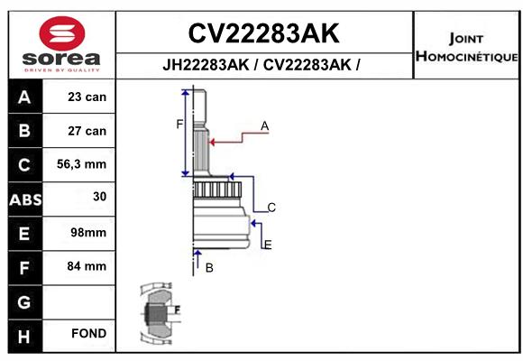 Tête de cardan SEEAC CV22283AK