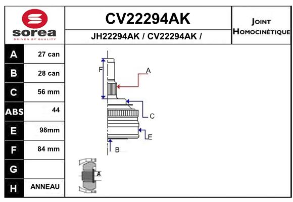 Tête de cardan SEEAC CV22294AK