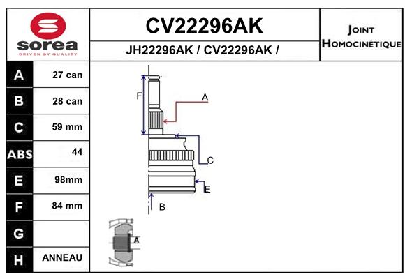 Tête de cardan SEEAC CV22296AK