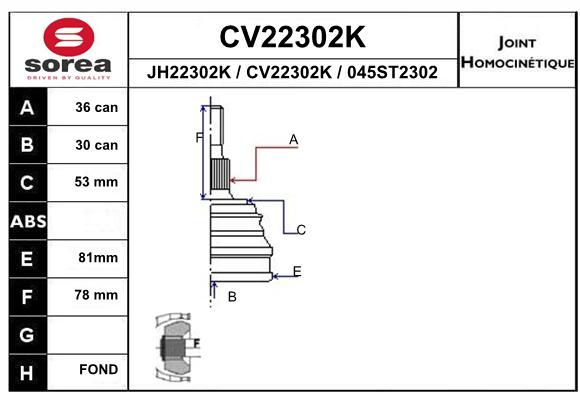 Tête de cardan SEEAC CV22302K